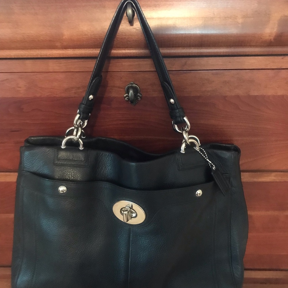 Coach large Penelope satchel, f16532, black pebble leather, excellent condition